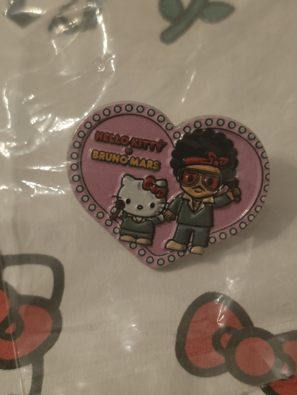 Hello Kitty Pink Heart Enamel Pin with Character